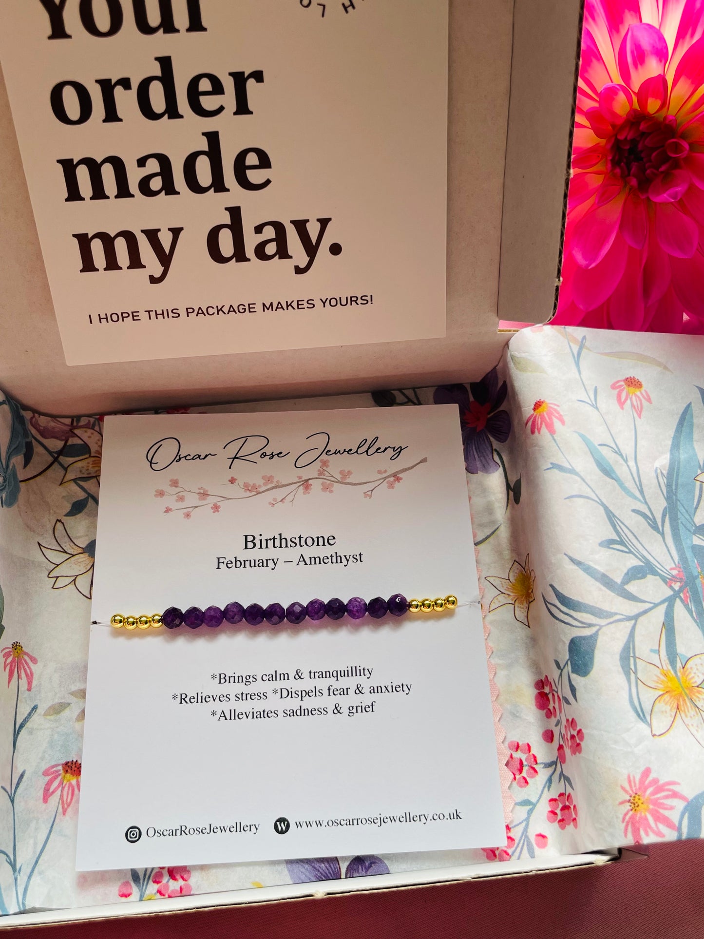 February Birthstone Bracelet - Amethyst