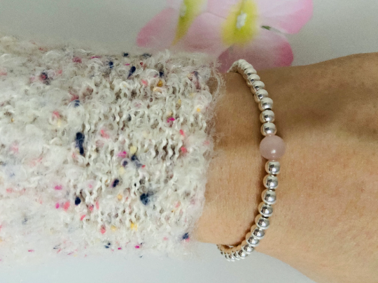 Rose Quartz & Silver Bracelet