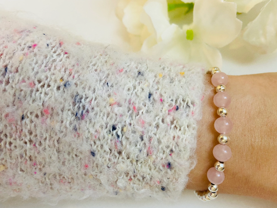 Rose Quartz & Silver Bracelet