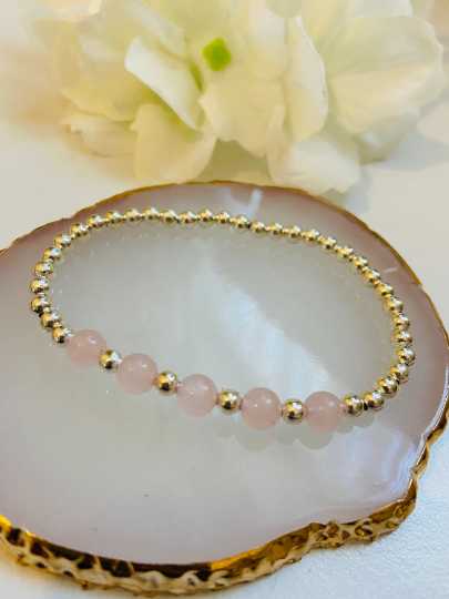 Rose Quartz & Silver Bracelet