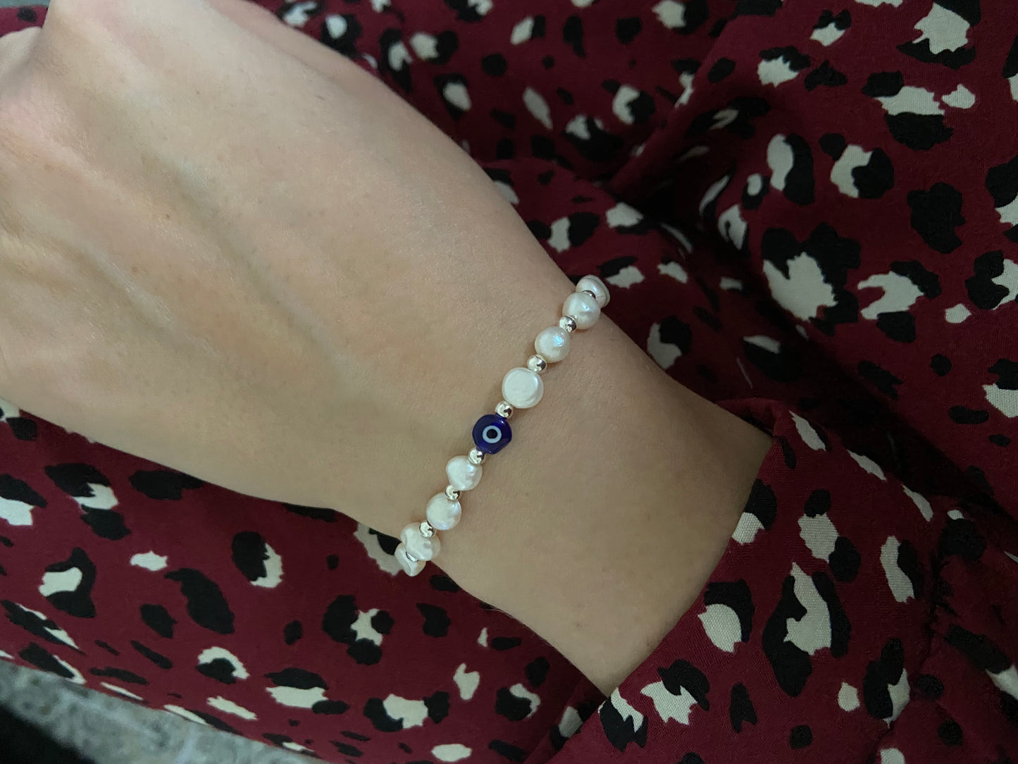 Pearl & Evil Eye Bracelet