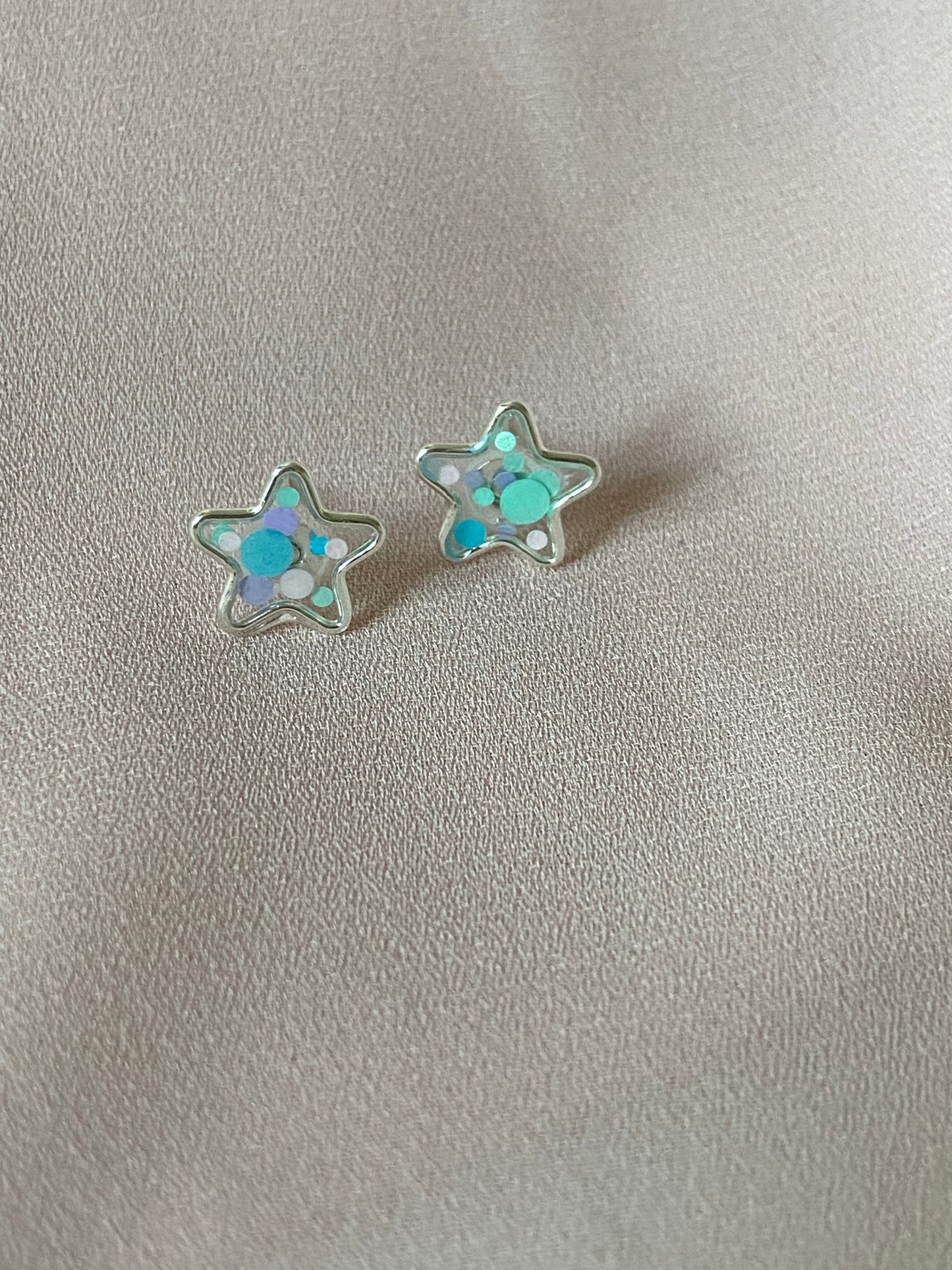 Sterling Silver Resin Confetti Star Earrings