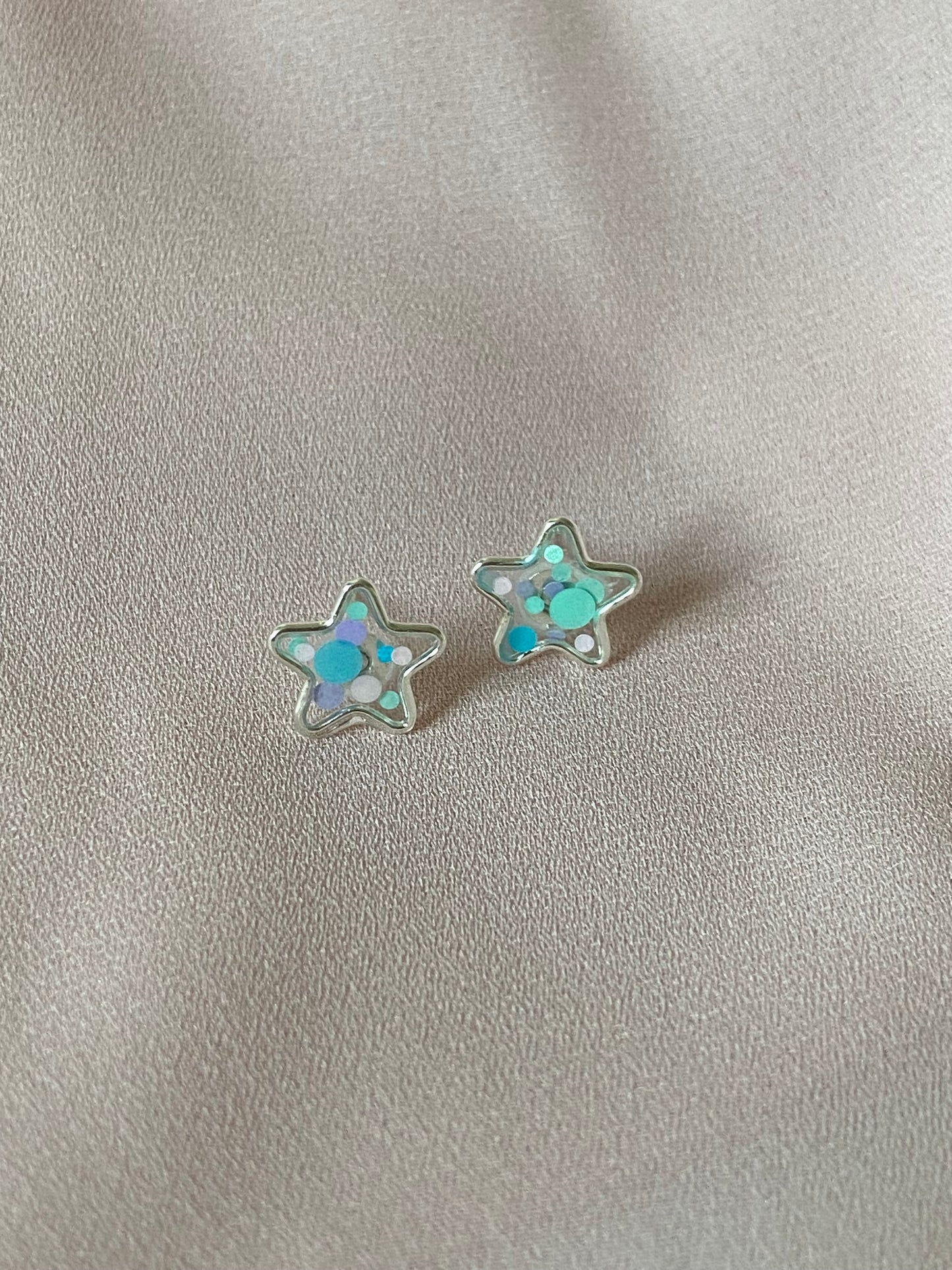 Sterling Silver Resin Confetti Star Earrings