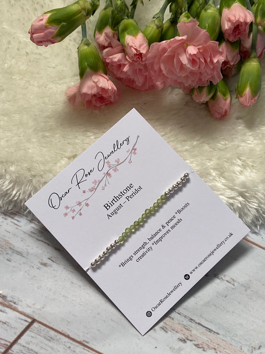 August Birthstone Bracelet - Peridot