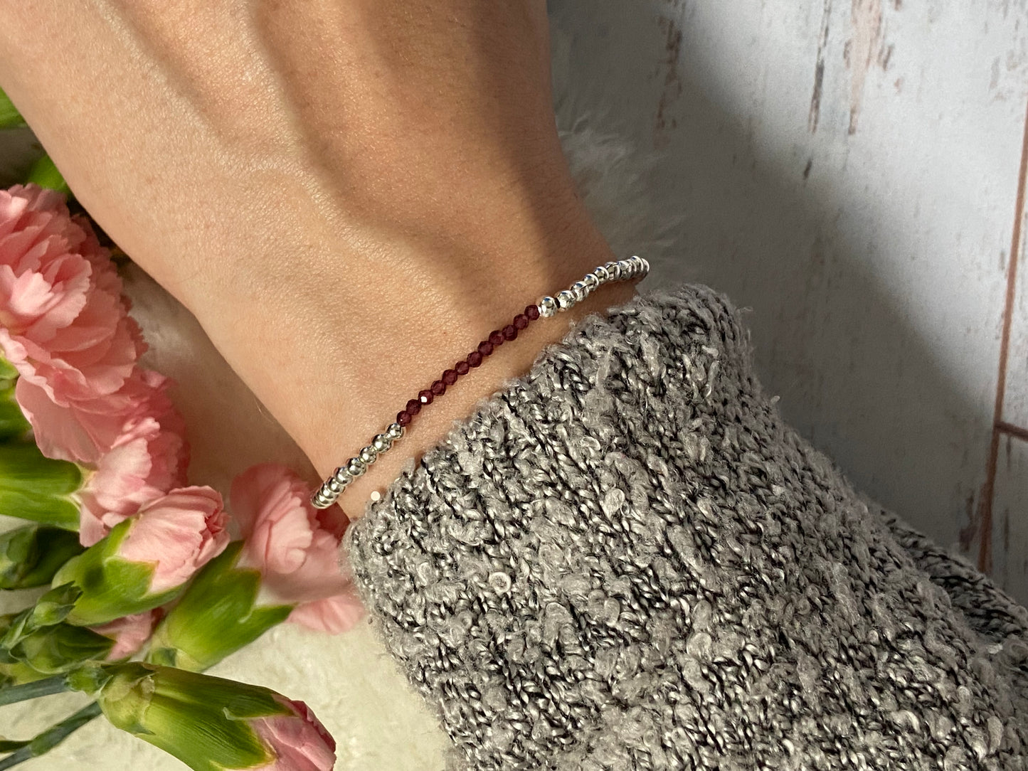 January Birthstone Bracelet - Garnet