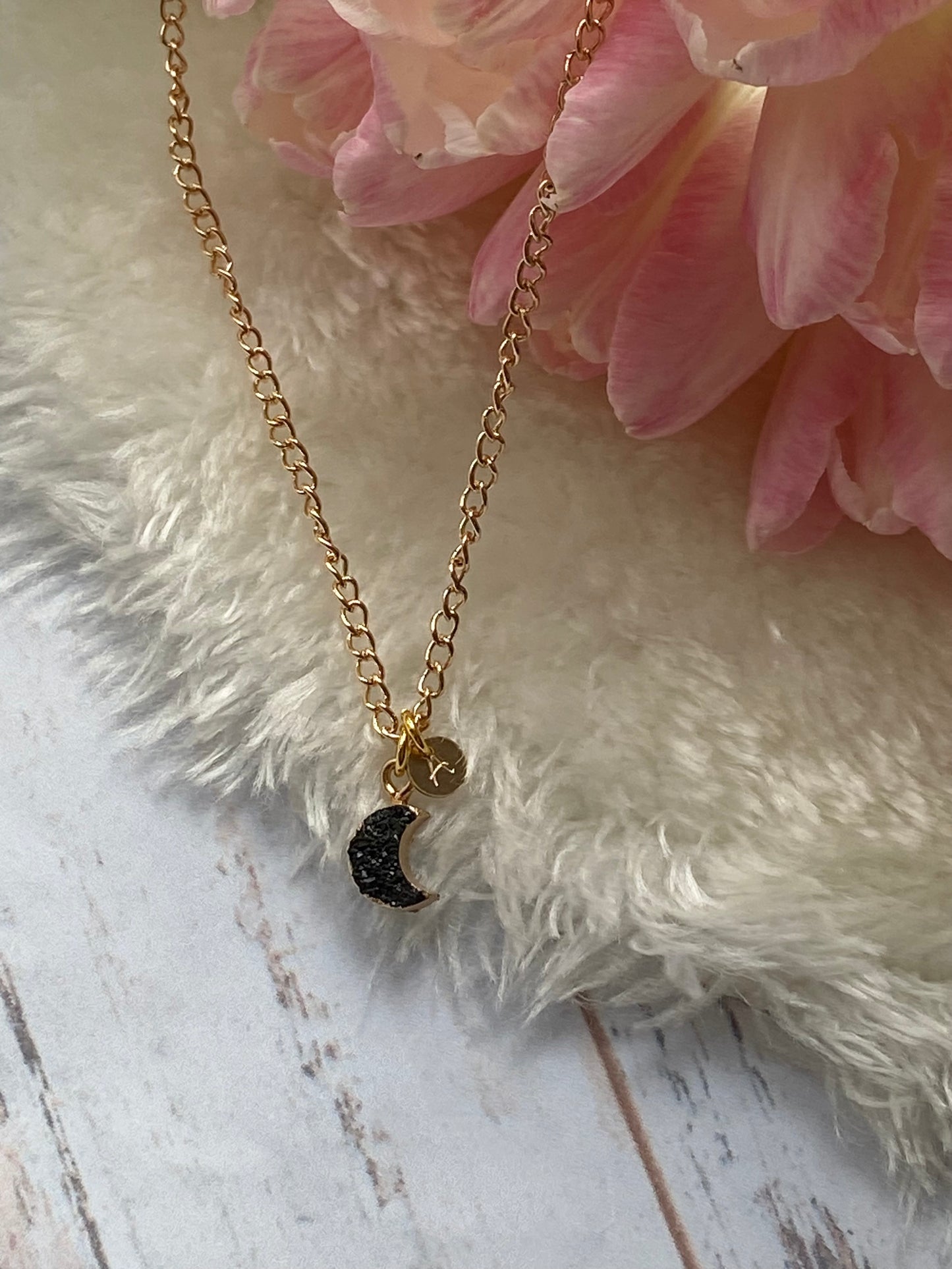 Resin Druzy Moon Necklace