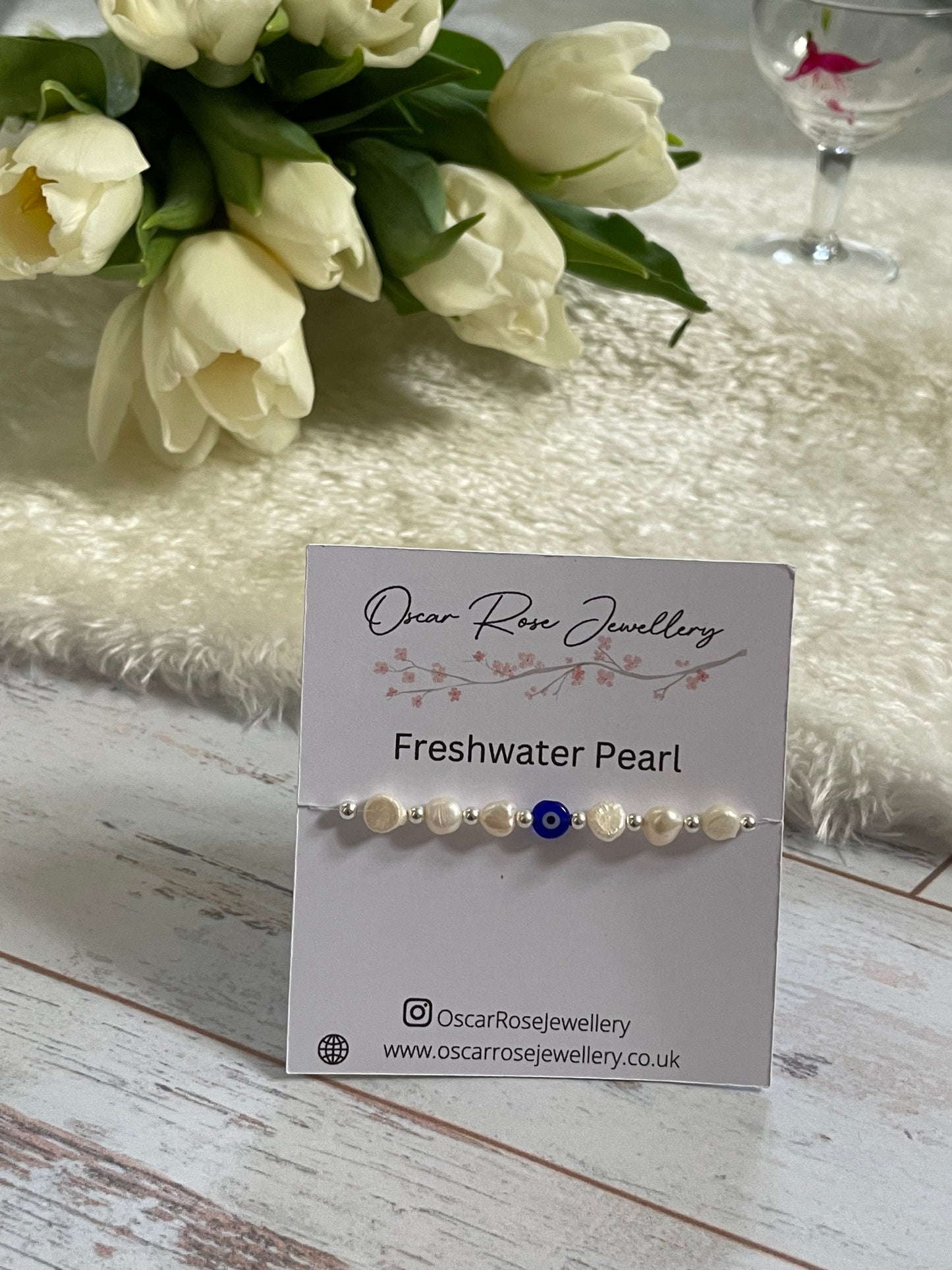 Pearl & Evil Eye Bracelet