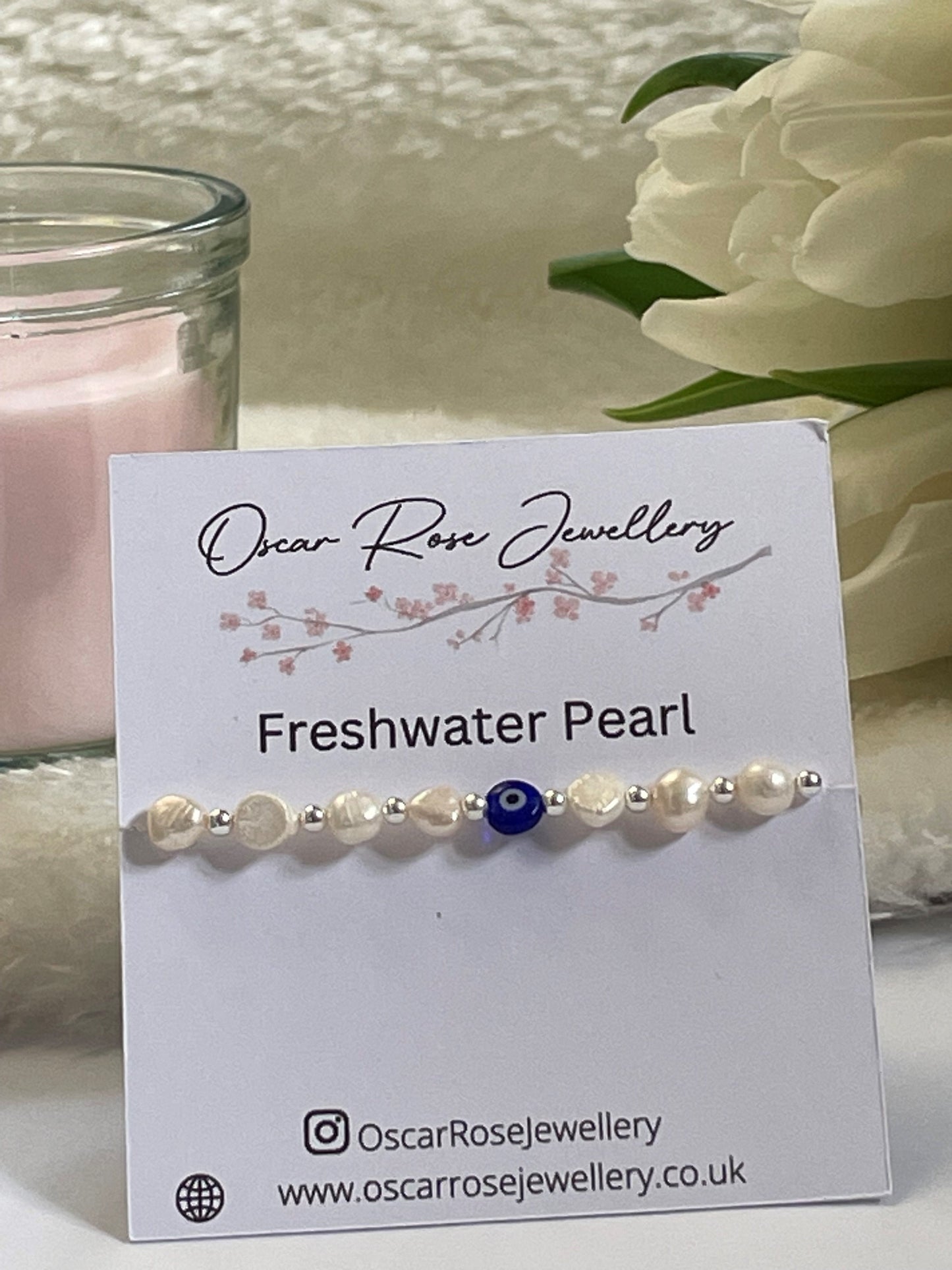 Pearl & Evil Eye Bracelet